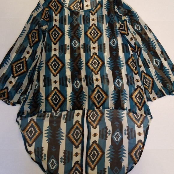 Mimx Aztec High-low Sheer Top - Picture 1 of 6